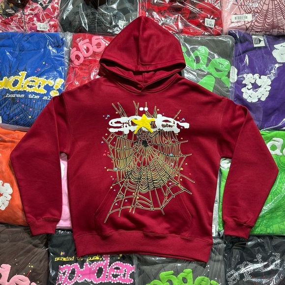 Sp5der Tops - Sp5der Women Bold Red Graphic Hoodie
